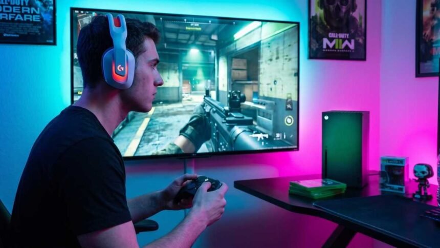 Gamer usando audífonos ASTRO A20X