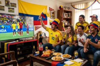 Fanáticos de la selección Colombia, viendo un partido