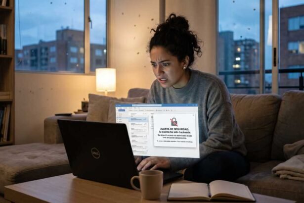 Escena de una persona con el correo electrónico hackeado