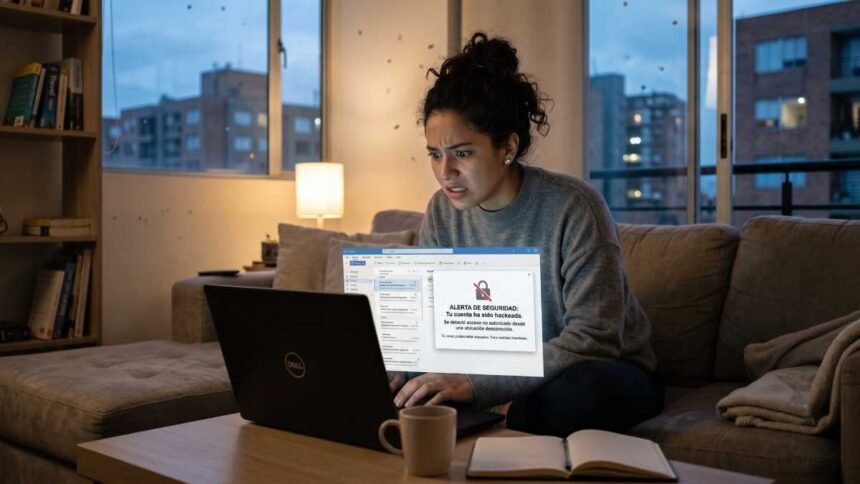 Escena de una persona con el correo electrónico hackeado