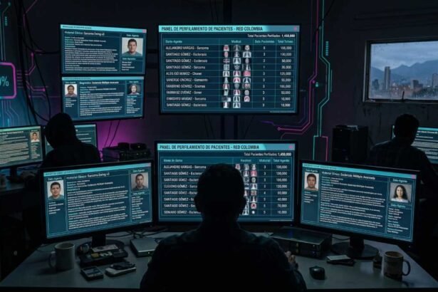 Escena de hackers con información médica