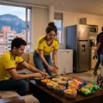 Preparativos para un partido de Colombia