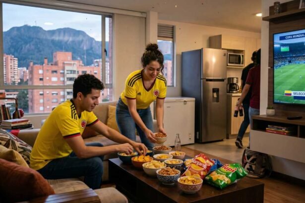 Preparativos para un partido de Colombia