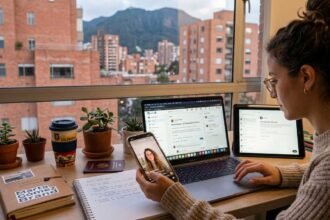 Una persona publicando en redes sociales
