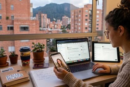 Una persona publicando en redes sociales