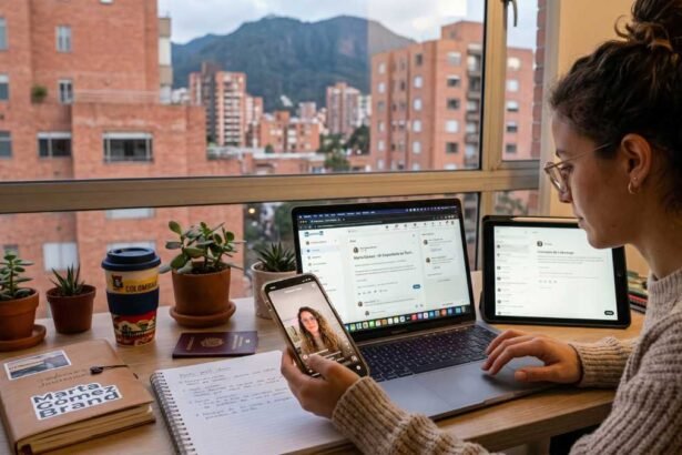Una persona publicando en redes sociales