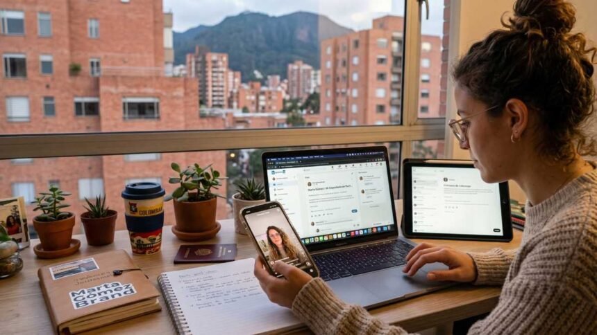 Una persona publicando en redes sociales