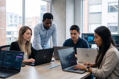 Equipo de trabajo usando IA