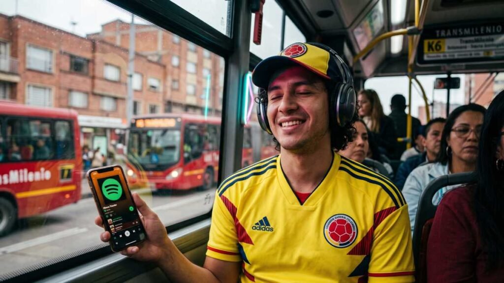 Hincha de Colombia usa Spotify