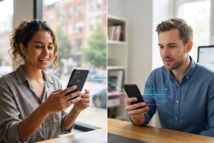 Dos personas usando su celular.