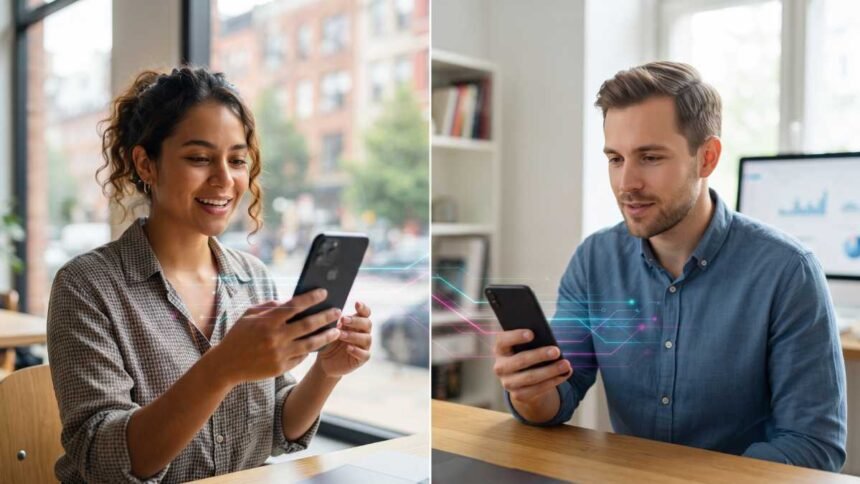 Dos personas usando su celular.