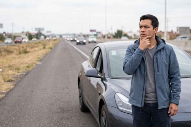 Conductor de un carro eléctrico varado sin batería