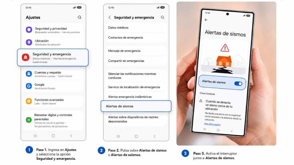Guía alerta de sismos Samsung