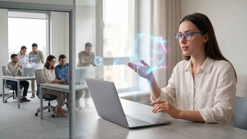 Escena generada con IA de una inteligencia artificial que razona