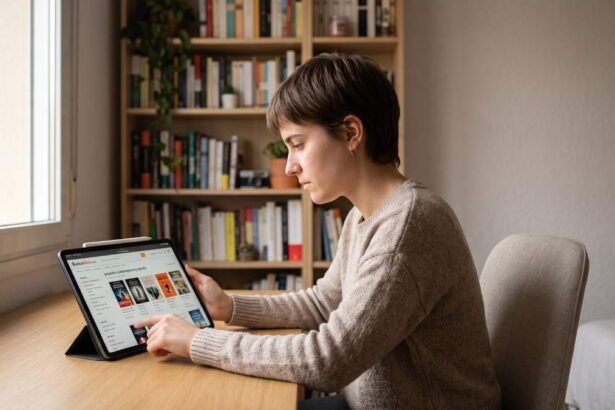Lector buscando libros online