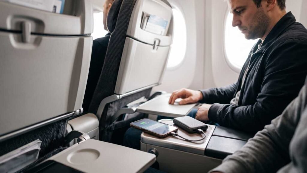 Uso de batería portátil en un avión